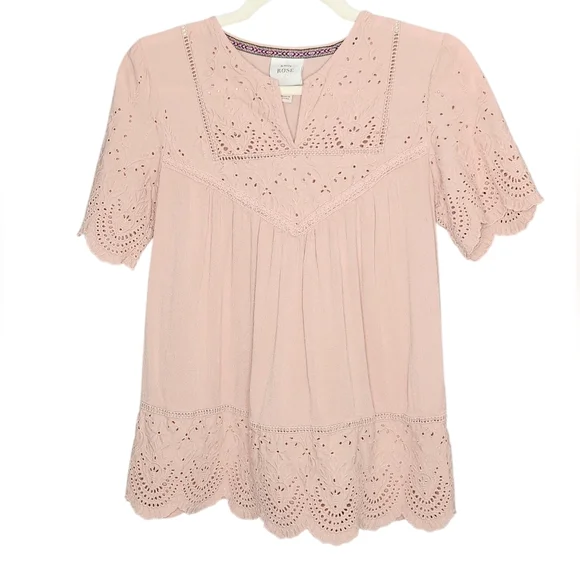Knox Rose Eyelet Embroidered Boho Top, Size Small, GUC - Picture 2 of 7